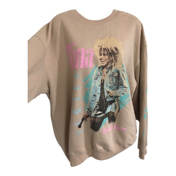 Tina Turner tan 1984 Private Dancer graphic print Concert sweatshirt size large - Picture 3 of 14